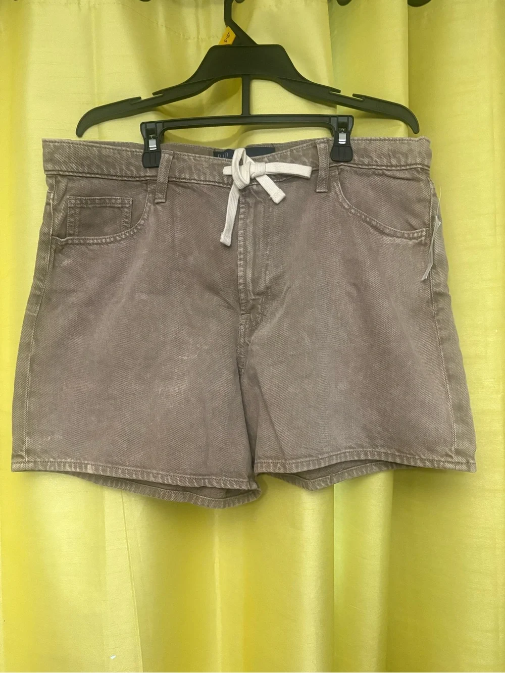 GAP Women's Washed Brown Jean Shorts with Drawstring